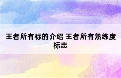 王者所有标的介绍 王者所有熟练度标志